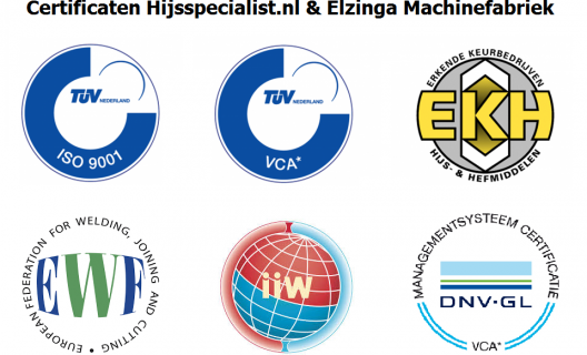 Elzinga Machinefabriek en Hijsspecialist.nl opnieuw gecertificeerd.